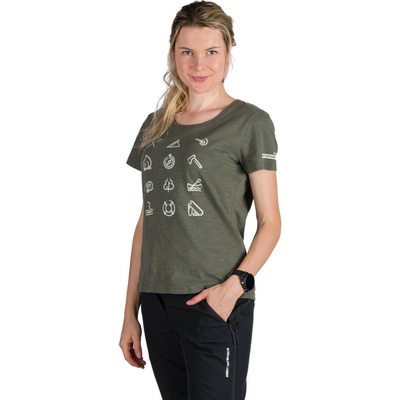 Northfinder Dámske outdoorové tričko z organickej slub bavlny CANDICE darkgreen