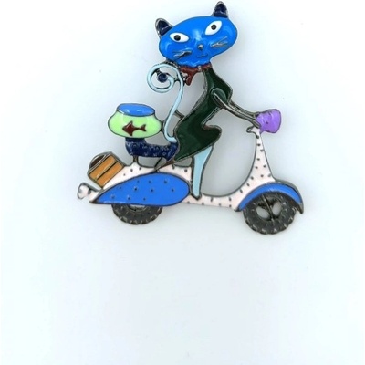 Phoenix brož Kočka na skútru modrá 1427111731