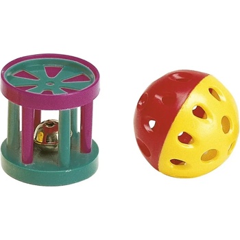 Ferplast Ferplast Вall & Cylinder - Играчка за котки, комплект топка и цилиндър, 4 см