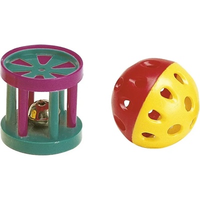 Ferplast Ferplast Вall & Cylinder - Играчка за котки, комплект топка и цилиндър, 4 см