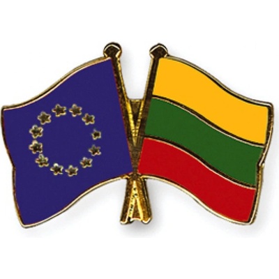 Odznak (pins) 22mm vlajka EU + Litva - barevný