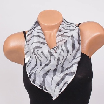 Image 1 of Дамско фишу в бяло и черно със зеброва окраска