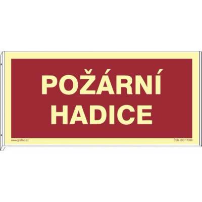 Grafiko | Požární hadice (montáž na stěnu) - Text obrázku oboustranný, Materiál Hliník, Rozměr 200x100mm