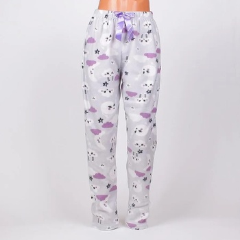 Image 1 of Дамски поларен панталон-пижама в сиво с облачета