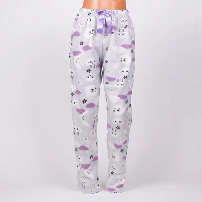 Дамски поларен панталон-пижама в сиво с облачета