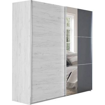 Matis Гардероб с плъзгащи врати и огледало apo 230 см снежен дъб / антрацит