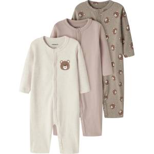 Name it Детско ежедневно термо бельо Name it Kid's Nightsuit 3-Pack Everyday base layer - Vintage Khaki Bear AOP / Peyote Melange / Mushroom - размер 92 (EU) (714-2109-0118)