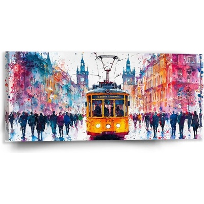 Sablio Obraz Žltá električka Paint - 110x50 cm