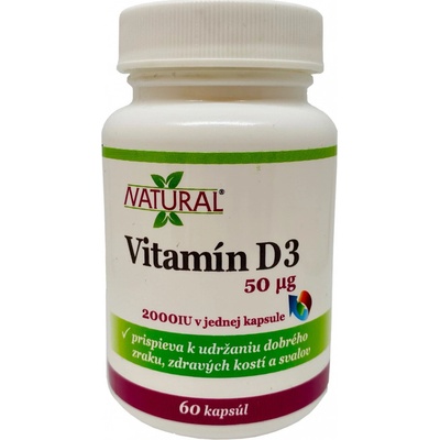 Natural Vitamín D3 Cholecalciferol 2000 IU 60 kapsúl