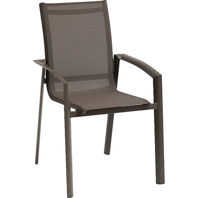 DEOKORK Hliníkové křeslo s textílií NOVARA šedo-hnědá