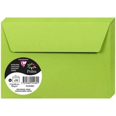 Barevná obálka Clairefontaine, C6, samolepicí, 20 ks - zelená