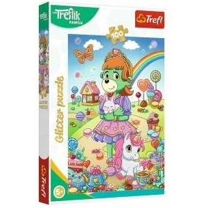 Trefl Puzzle with glitter Treflik Family 100 pcs. Glitter Trefliki Trefl 14833