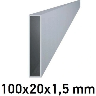 Hliníkový jekl obdélníkový 100x20x1,5 mm 3 m +/- 5mm (AL-100x20x1.5-3)