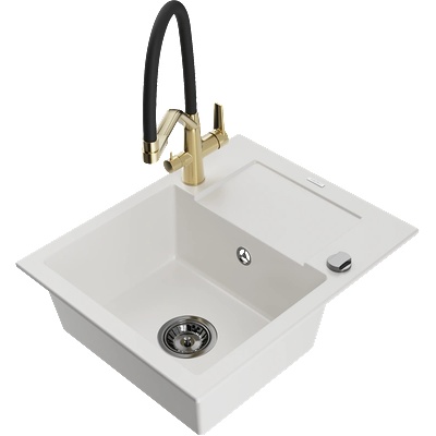 Mexen Enzo гранитна мивка с 1 отделение с изсушител и кухненски смесител Duo, (6506-20-671701-57-B)