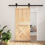 vidaXL Преплъзваща се врата Естествено и черно 90 x 210 cm (3445167)