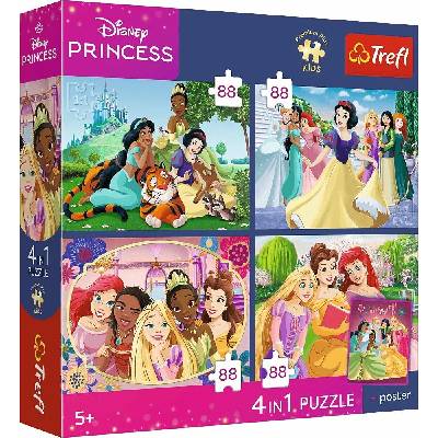 Trefl Disney Princess 4v1 Romantické princezné 4×88 dielov