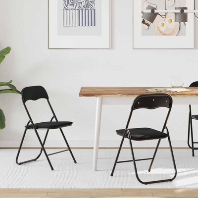 vidaXL Сгъваем стол 2 pcs Черен 48 x 44 x 78 см Кадифе (42029068)