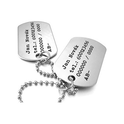 Šperky4U Personalizované vojenské známky dog tag kuličkový řetízek OPD600