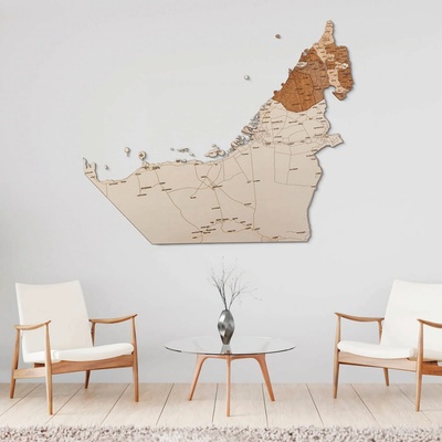 Spojené arabské emiráty dřevěná mapa 100 x 78 cm