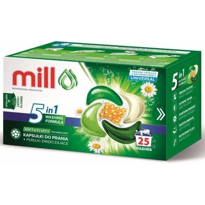 Mill Pro Universal 5v1 prací kapsle 25 PD + změkčující perličky