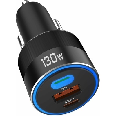 AppleMix Autonabíječka CHOETECH - USB + 2x USB-C - 130W / 100W USB-C - černá – Hledejceny.cz
