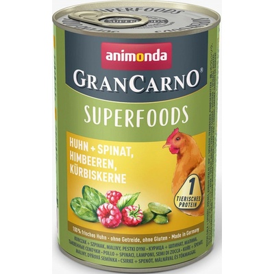 Gran Carno Superfoods Adult kura špenát maliny tekvicové semienka 400 g