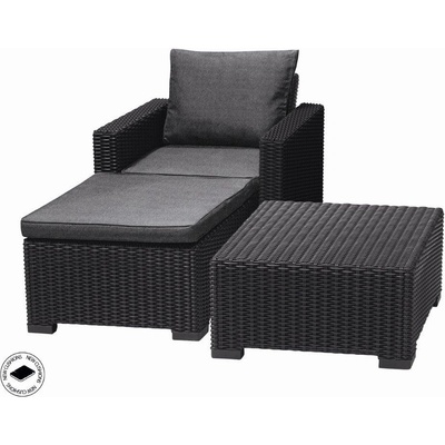 Keter set stůl + křeslo + podnožka California grafitový 231729 – Zboží Mobilmania