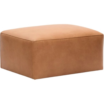 Kave Home Hnědý kožený taburet Blok 90 x 70 cm