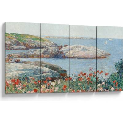 Obraz - Childe Hassam, Poppies, Isles of Shoals, reprodukcia, štvordielne 160x80 cm