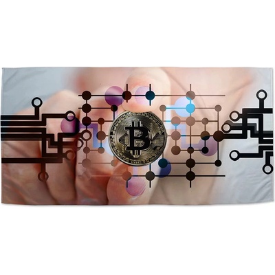 Sablio Ručník s potiskem Bitcoin 50 x 100 cm