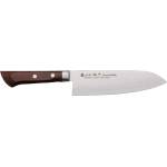 Satake Кухненски нож - SATAKE - Япония - стомана - CLAD SHIROGAMI - Santoku - кафява дръжка - 170mm