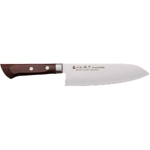 Satake Кухненски нож - SATAKE - Япония - стомана - CLAD SHIROGAMI - Santoku - кафява дръжка - 170mm
