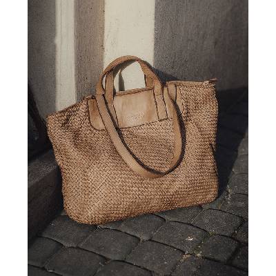 Mazzini Marco Béžová pletená shopper kabelka