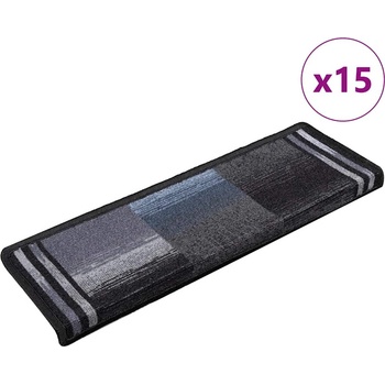 vidaXL Самозалепващи стелки за стъпала, 15 бр, 65x21x4см, черно и сиво (326208)