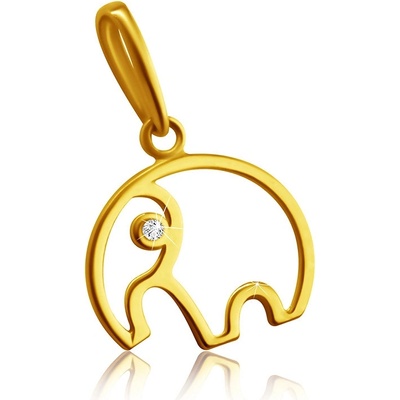 Šperky Eshop Diamantový přívěsek ze žlutého zlata obrys slona s chobotem čirý briliant S3BT508.19