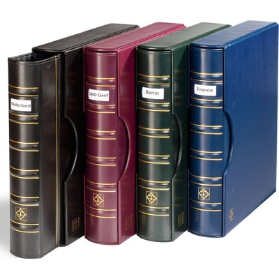 LEUCHTTURM Albové desky GRANDE CLASSIC s kazetou a okénkem na popisek Červená – Sleviste.cz