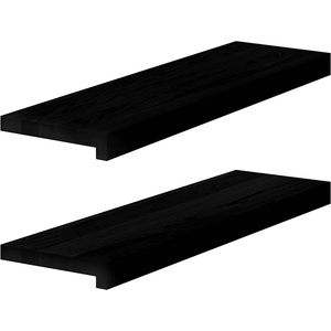 vidaXL Прозоречни первази, 2 бр, кафяво-черни, 70x20x2 см, дъб масив (4009173)