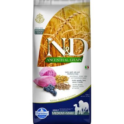 N&D Ancestral Grain Dog Adult Medium & Maxi Lamb & Blueberry 12 kg – Zboží Mobilmania