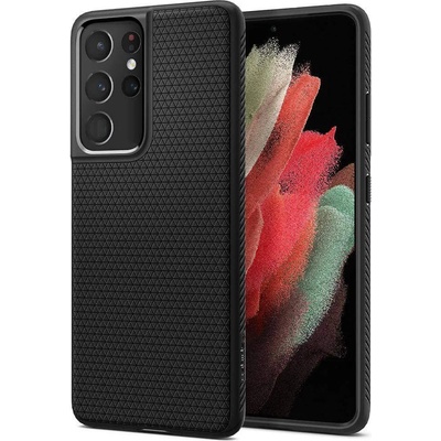 Spigen Liquid Air Case - силиконов (TPU) калъф с висока степен на защита за Samsung Galaxy S21 Ultra (черен)