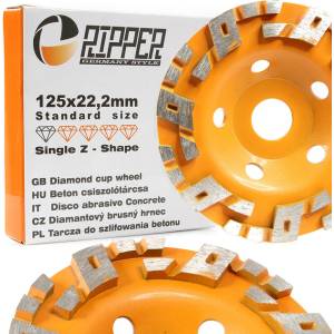 MAR-POL Сегментиран диамантен шлайф диск за бетон 125mmx22, 2mm Single Z-Shape 61220 (M90905)
