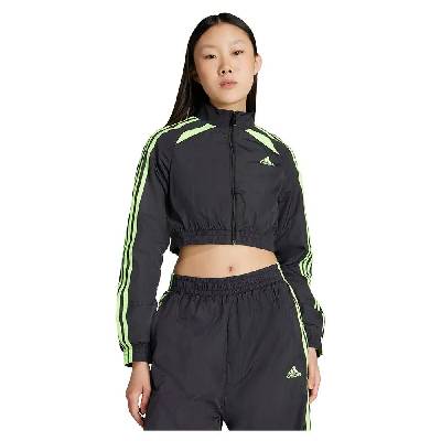 Блуза Adidas Originals Teamgeist Adicolor Cropped full zip sweatshirt - Black (Black / Signal Green)