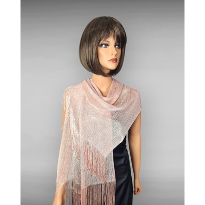 Classic Scarf slavnostní světle růžová šála se stříbrnou