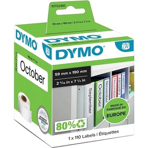 DYMO етикети за архивни класьори 59 x 190 мм, бели, 110 бр (S0722480)