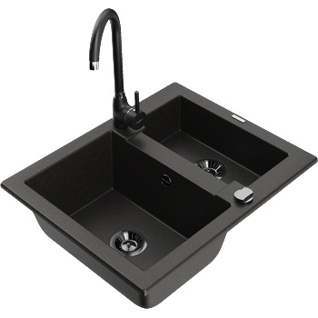 Mexen Carlos гранитна мивка с 1.5 камери и кухненски смесител Telma, (6518-75-670200-70-B)