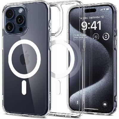 Удароустойчив кейс с MagSafe пръстен за iPhone 15 Pro Max от Spigen Ultra Hybrid Mag - Бял (8809896749251)