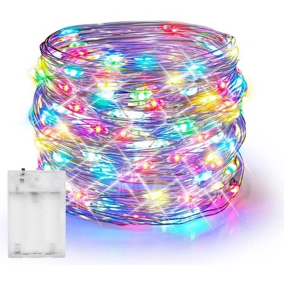 ACA Lighting LED RGB dekoračná strieborná girlanda 50 LED 3x batéria AA 500 cm IP20