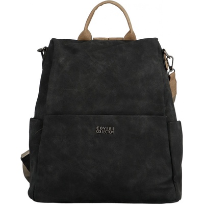 Trendy dámský koženkový kabelko-batoh Laionel černo-taupe