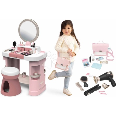 My Beauty Dressing Set kozmetický stolík s kaderníckou sadou Table Smoby so stoličkou a kabelkou