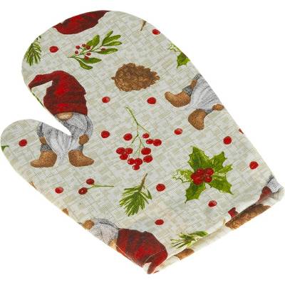 Bellatex Kuchyňská chňapka vánoční 28 x 18 cm Skřítek vánoční červená šedá