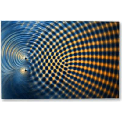 Plakát – Vlnová interference v modré a oranžové 135 × 90 cm Bez rámu Ne Bez rámu